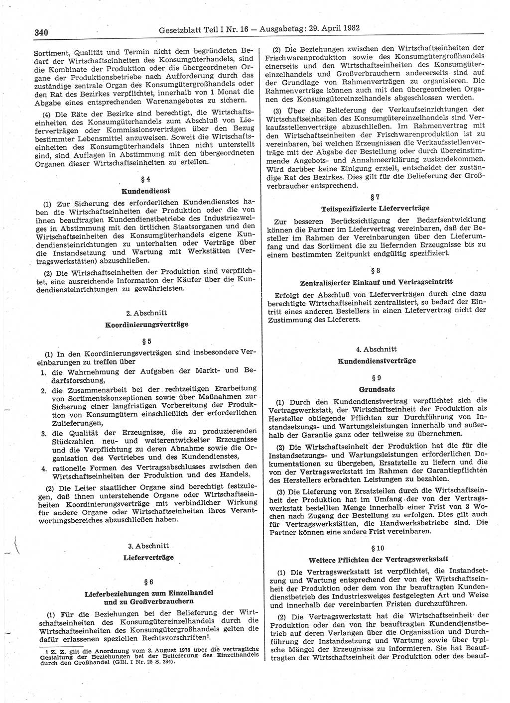 Gesetzblatt (GBl.) der Deutschen Demokratischen Republik (DDR) Teil Ⅰ 1982, Seite 340 (GBl. DDR Ⅰ 1982, S. 340)