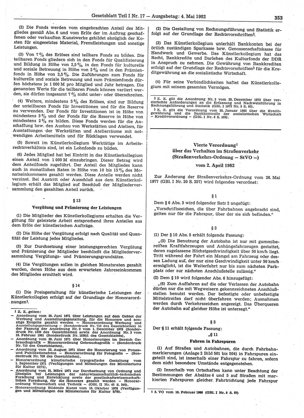 Gesetzblatt (GBl.) der Deutschen Demokratischen Republik (DDR) Teil Ⅰ 1982, Seite 353 (GBl. DDR Ⅰ 1982, S. 353)