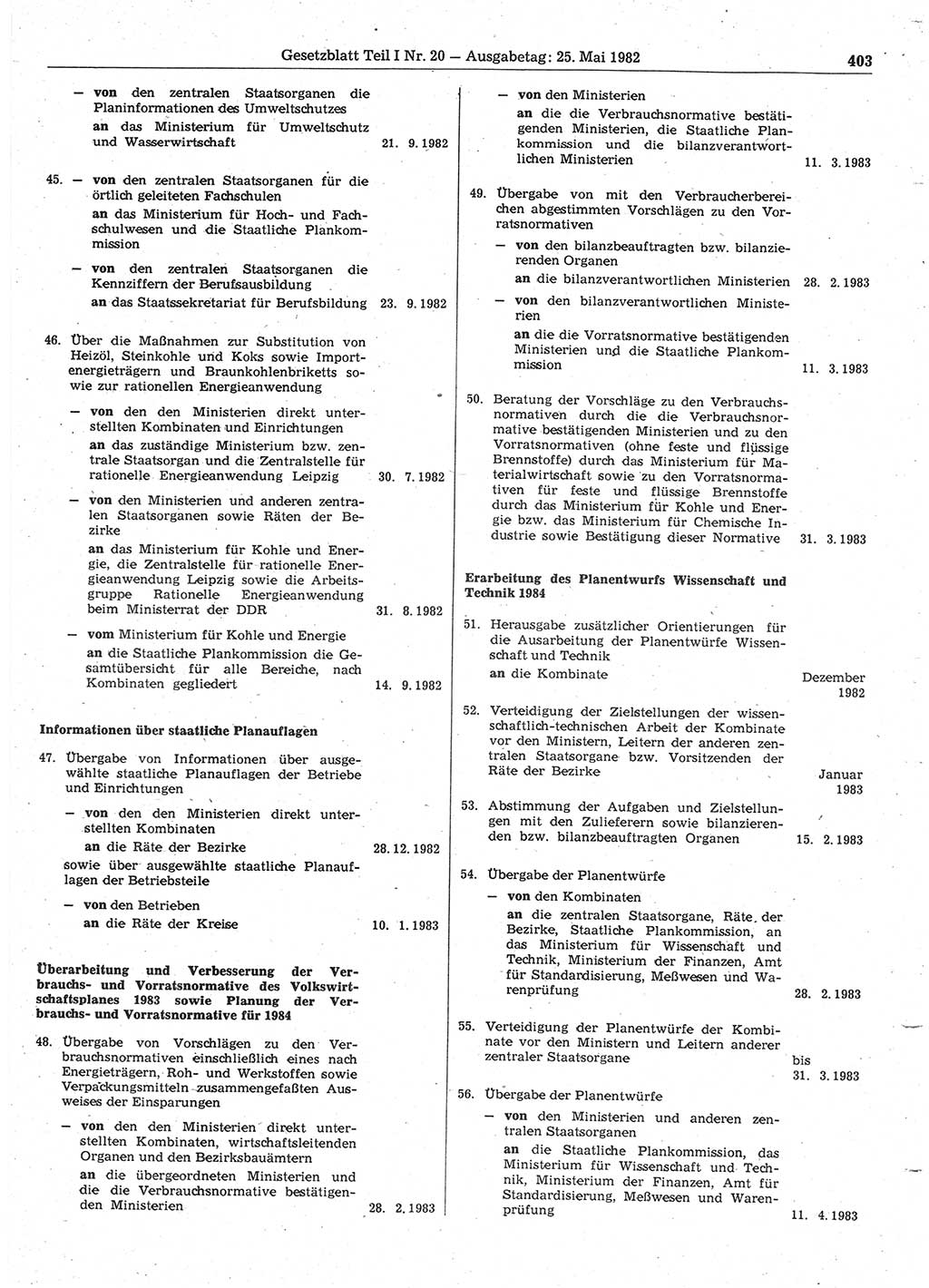 Gesetzblatt (GBl.) der Deutschen Demokratischen Republik (DDR) Teil Ⅰ 1982, Seite 403 (GBl. DDR Ⅰ 1982, S. 403)