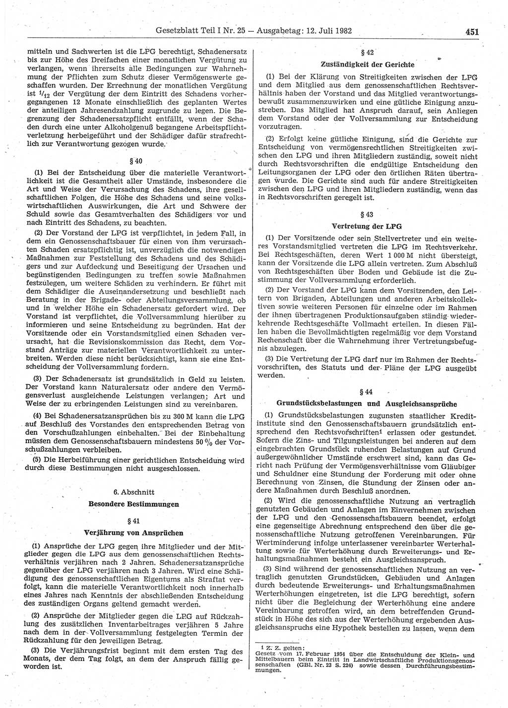 Gesetzblatt (GBl.) der Deutschen Demokratischen Republik (DDR) Teil Ⅰ 1982, Seite 451 (GBl. DDR Ⅰ 1982, S. 451)