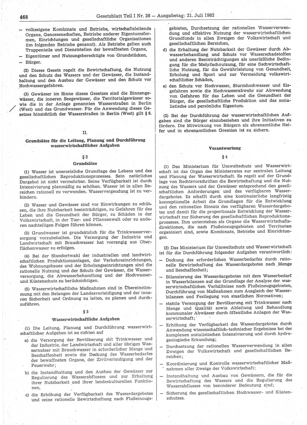 Gesetzblatt (GBl.) der Deutschen Demokratischen Republik (DDR) Teil Ⅰ 1982, Seite 468 (GBl. DDR Ⅰ 1982, S. 468)