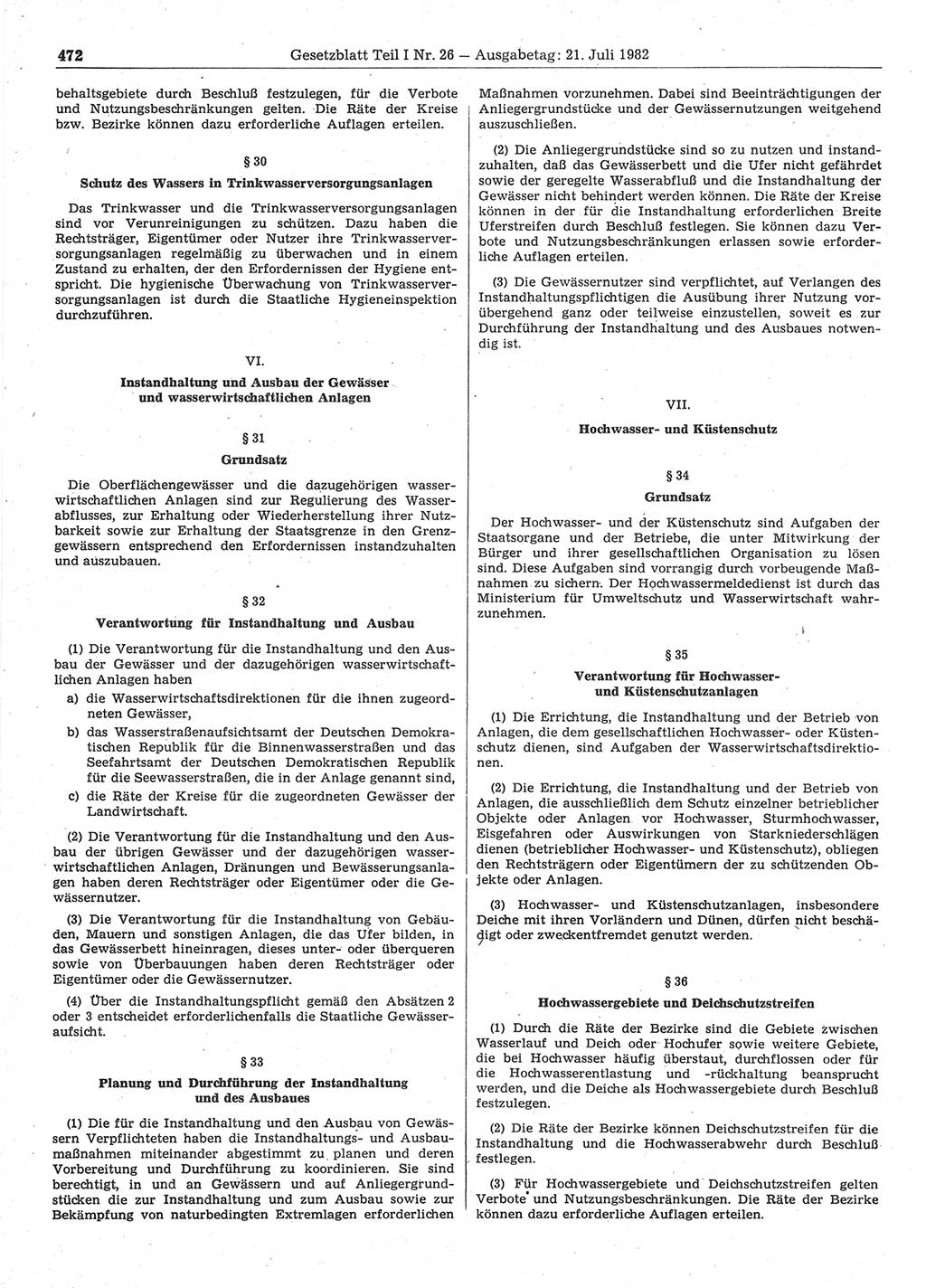 Gesetzblatt (GBl.) der Deutschen Demokratischen Republik (DDR) Teil Ⅰ 1982, Seite 472 (GBl. DDR Ⅰ 1982, S. 472)