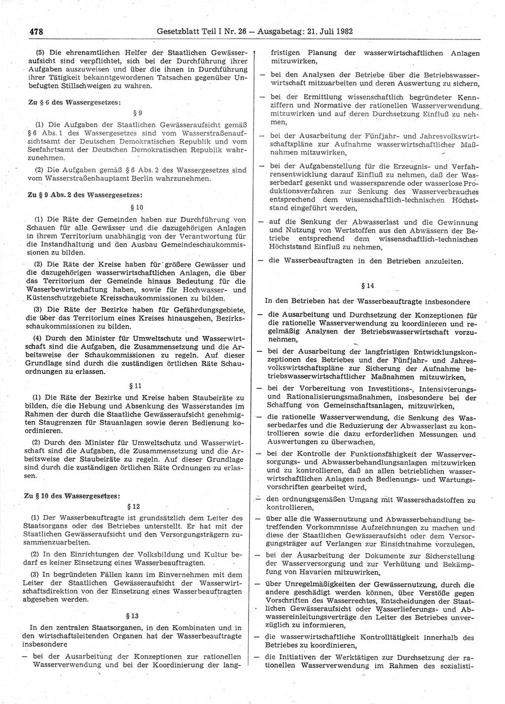 Gesetzblatt (GBl.) der Deutschen Demokratischen Republik (DDR) Teil Ⅰ 1982, Seite 478 (GBl. DDR Ⅰ 1982, S. 478)