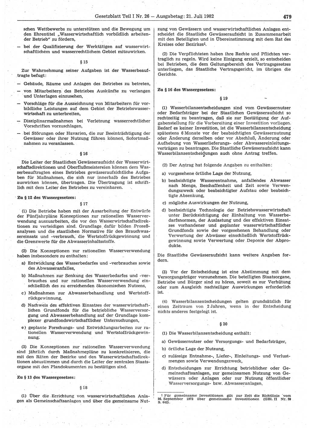 Gesetzblatt (GBl.) der Deutschen Demokratischen Republik (DDR) Teil Ⅰ 1982, Seite 479 (GBl. DDR Ⅰ 1982, S. 479)
