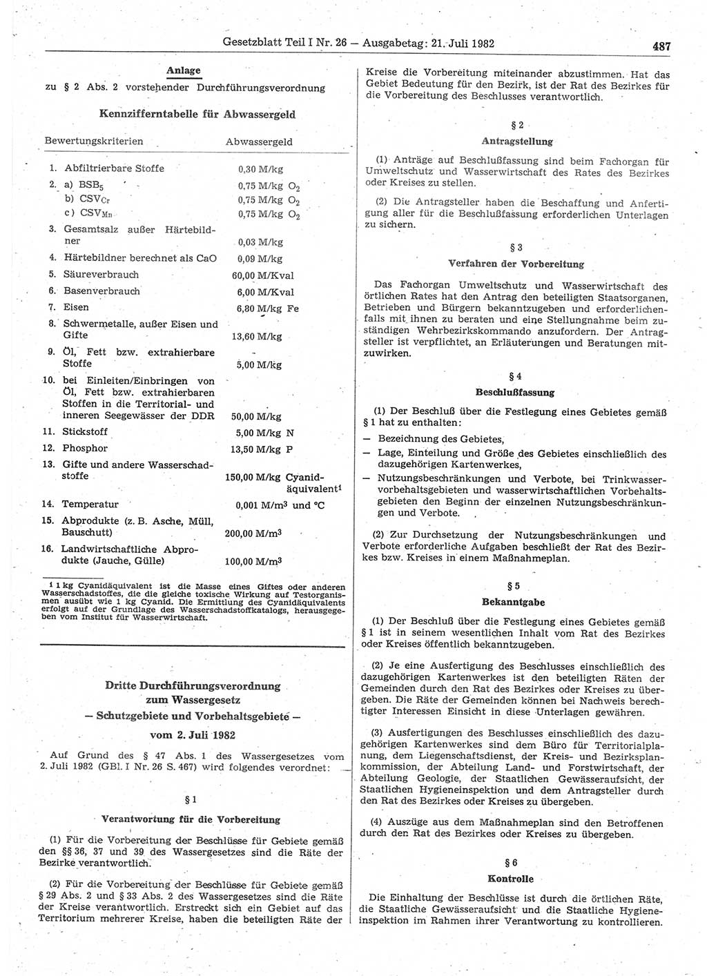 Gesetzblatt (GBl.) der Deutschen Demokratischen Republik (DDR) Teil Ⅰ 1982, Seite 487 (GBl. DDR Ⅰ 1982, S. 487)