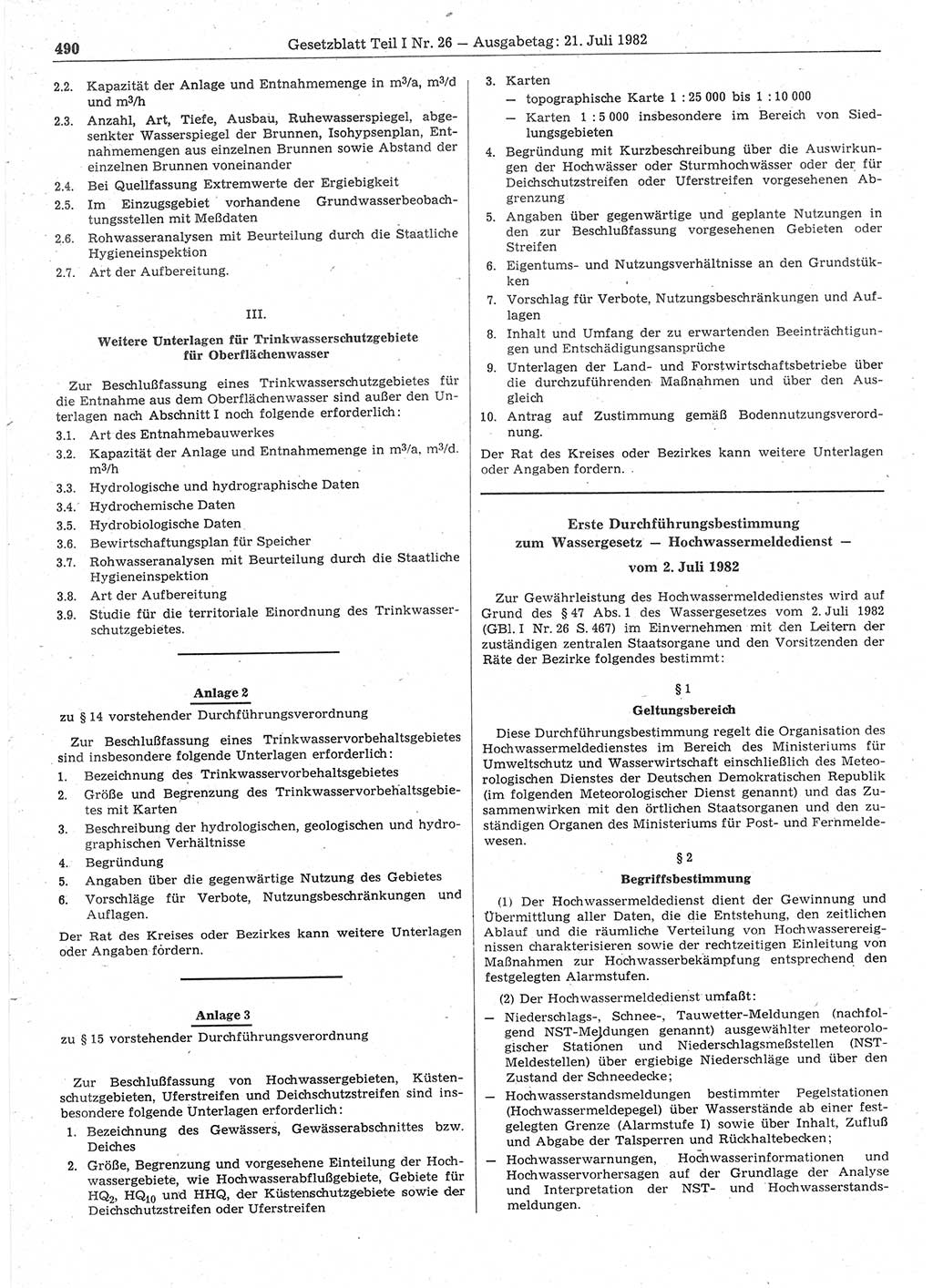 Gesetzblatt (GBl.) der Deutschen Demokratischen Republik (DDR) Teil Ⅰ 1982, Seite 490 (GBl. DDR Ⅰ 1982, S. 490)