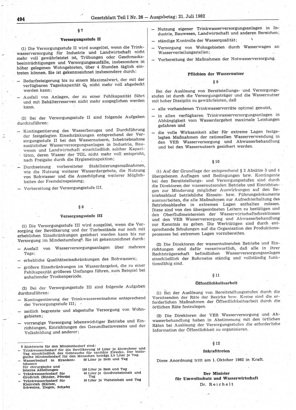 Gesetzblatt (GBl.) der Deutschen Demokratischen Republik (DDR) Teil Ⅰ 1982, Seite 494 (GBl. DDR Ⅰ 1982, S. 494)