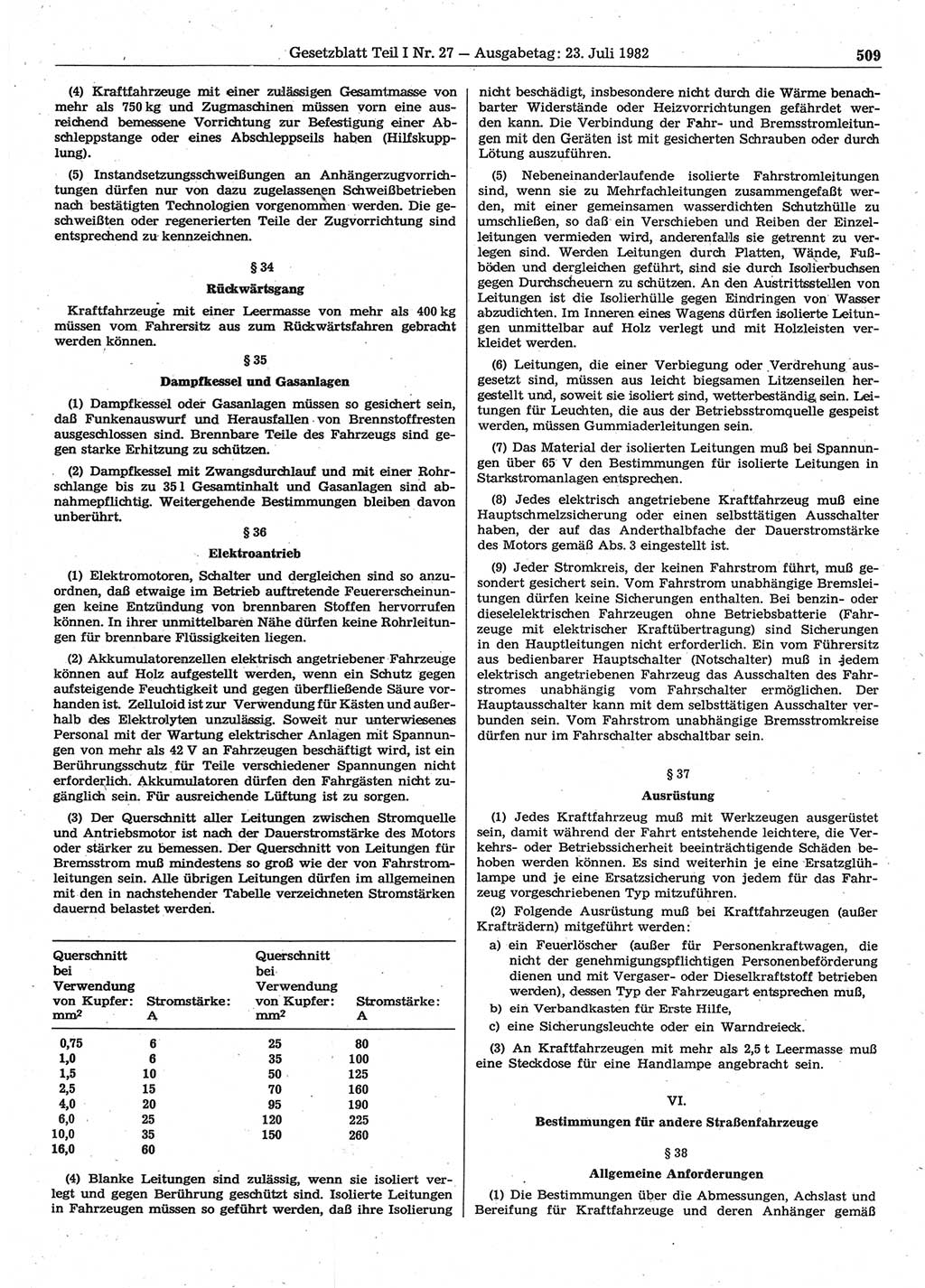 Gesetzblatt (GBl.) der Deutschen Demokratischen Republik (DDR) Teil Ⅰ 1982, Seite 509 (GBl. DDR Ⅰ 1982, S. 509)