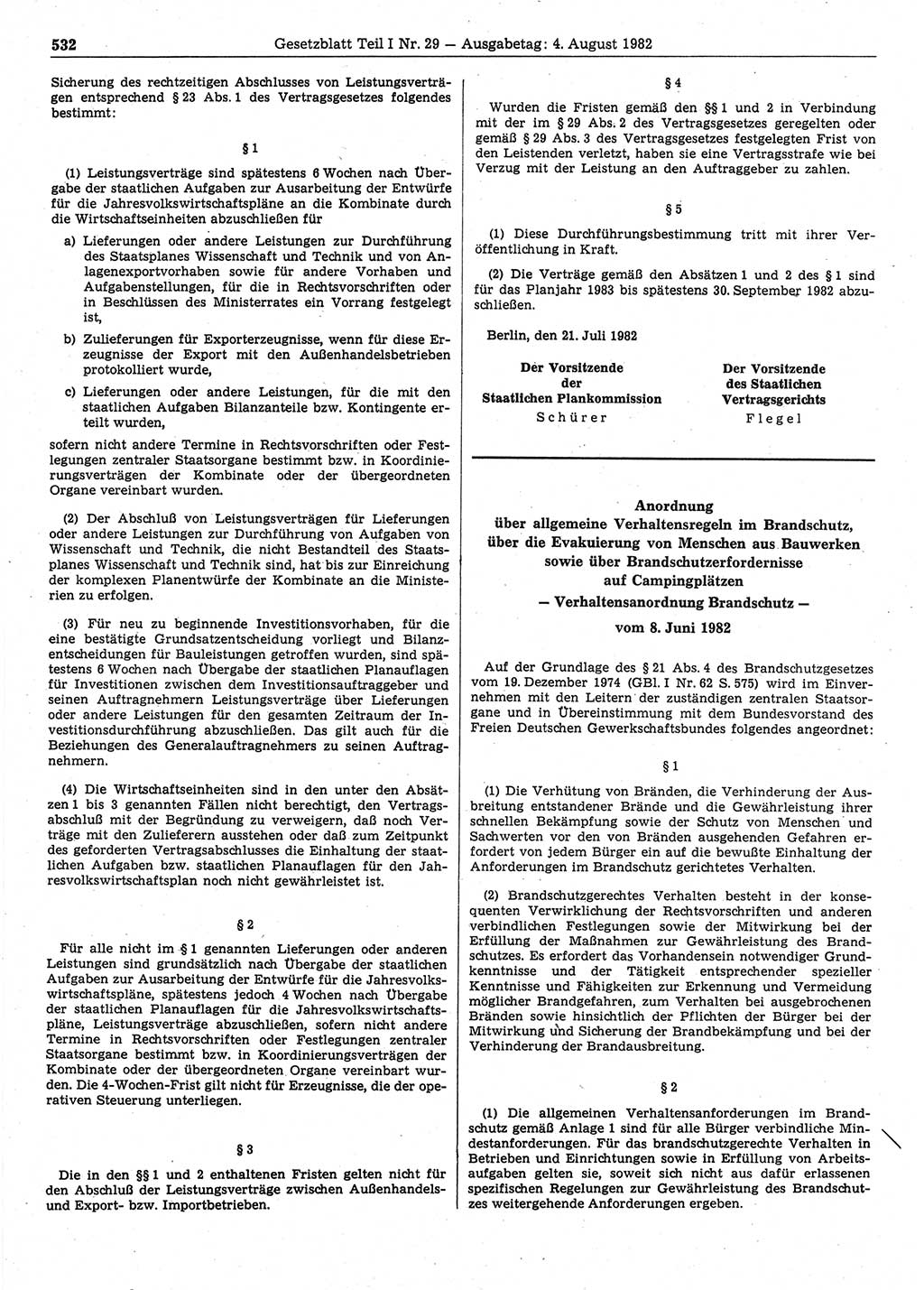 Gesetzblatt (GBl.) der Deutschen Demokratischen Republik (DDR) Teil Ⅰ 1982, Seite 532 (GBl. DDR Ⅰ 1982, S. 532)