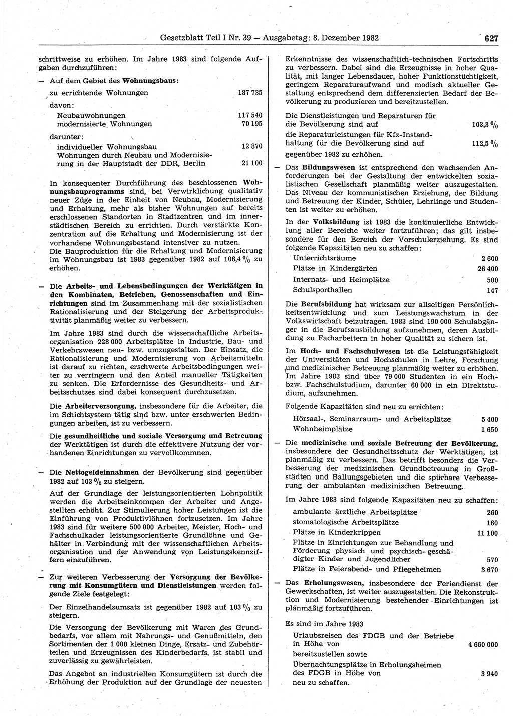 Gesetzblatt (GBl.) der Deutschen Demokratischen Republik (DDR) Teil Ⅰ 1982, Seite 627 (GBl. DDR Ⅰ 1982, S. 627)