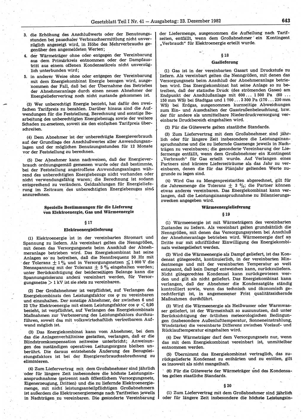 Gesetzblatt (GBl.) der Deutschen Demokratischen Republik (DDR) Teil Ⅰ 1982, Seite 643 (GBl. DDR Ⅰ 1982, S. 643)