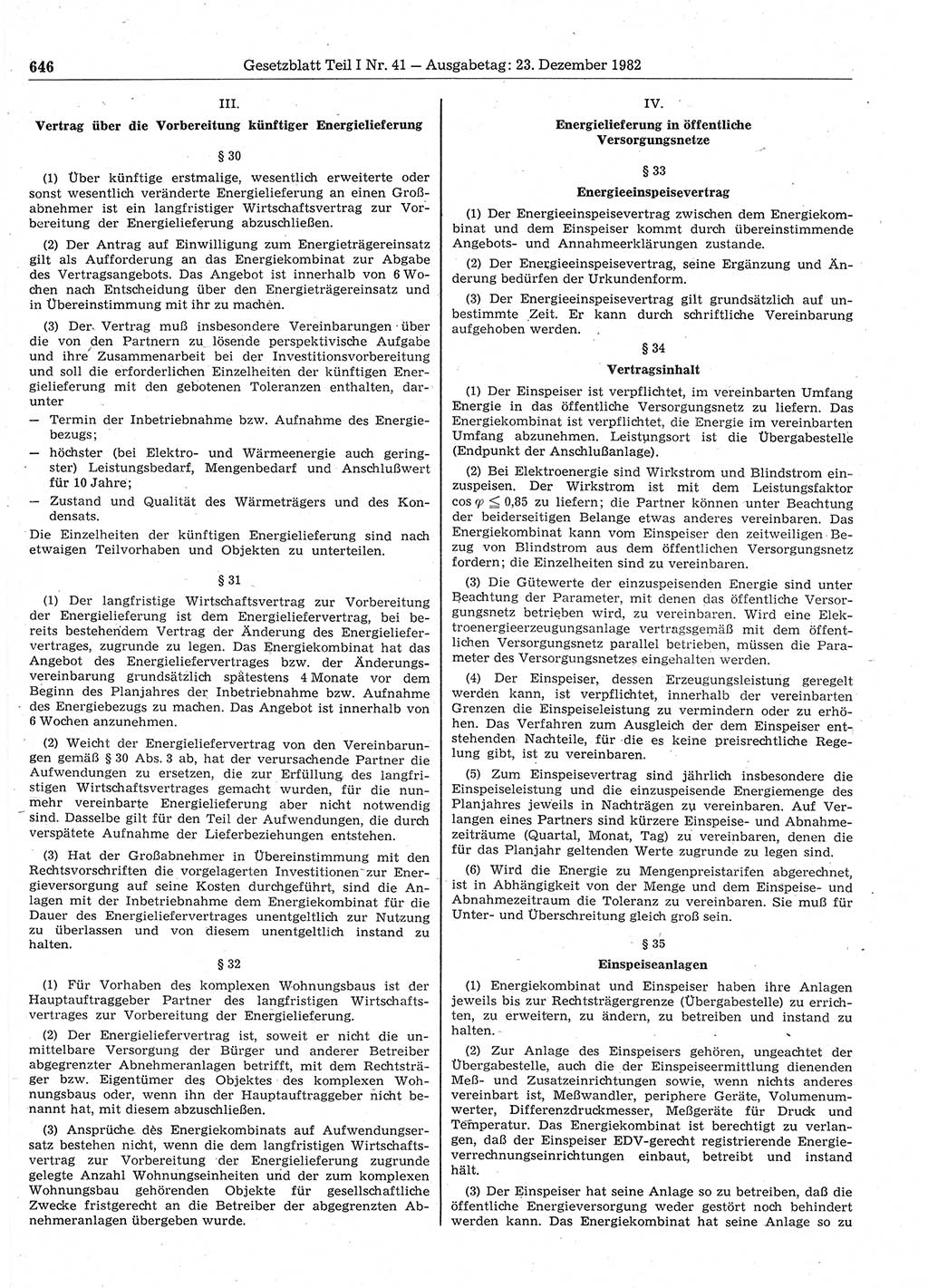 Gesetzblatt (GBl.) der Deutschen Demokratischen Republik (DDR) Teil Ⅰ 1982, Seite 646 (GBl. DDR Ⅰ 1982, S. 646)