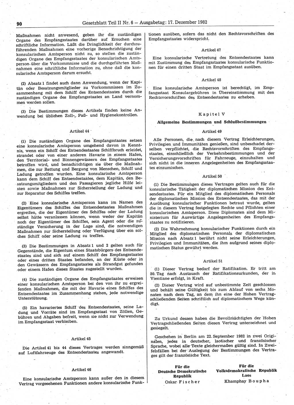Gesetzblatt (GBl.) der Deutschen Demokratischen Republik (DDR) Teil ⅠⅠ 1982, Seite 90 (GBl. DDR ⅠⅠ 1982, S. 90)