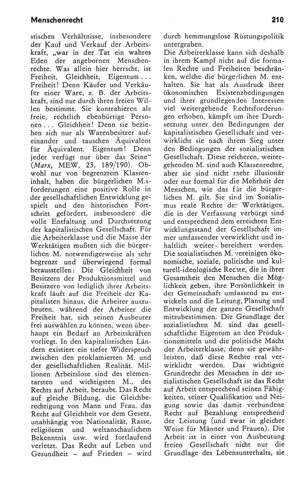 Kleines Wörterbuch der marxistisch-leninistischen Philosophie [Deutsche Demokratische Republik (DDR)] 1982, Seite 210 (Kl. Wb. ML Phil. DDR 1982, S. 210)