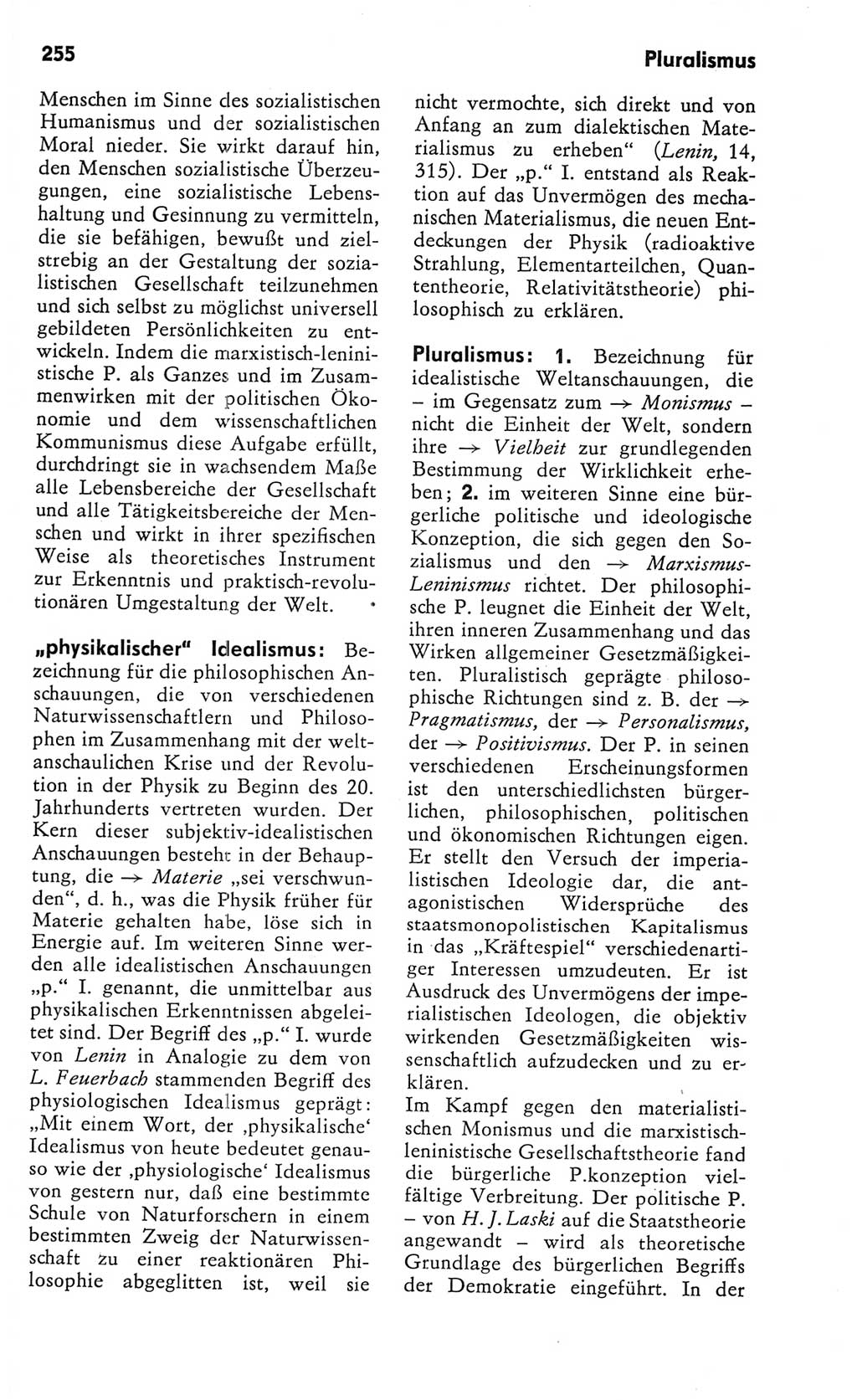 Kleines Wörterbuch der marxistisch-leninistischen Philosophie [Deutsche Demokratische Republik (DDR)] 1982, Seite 255 (Kl. Wb. ML Phil. DDR 1982, S. 255)