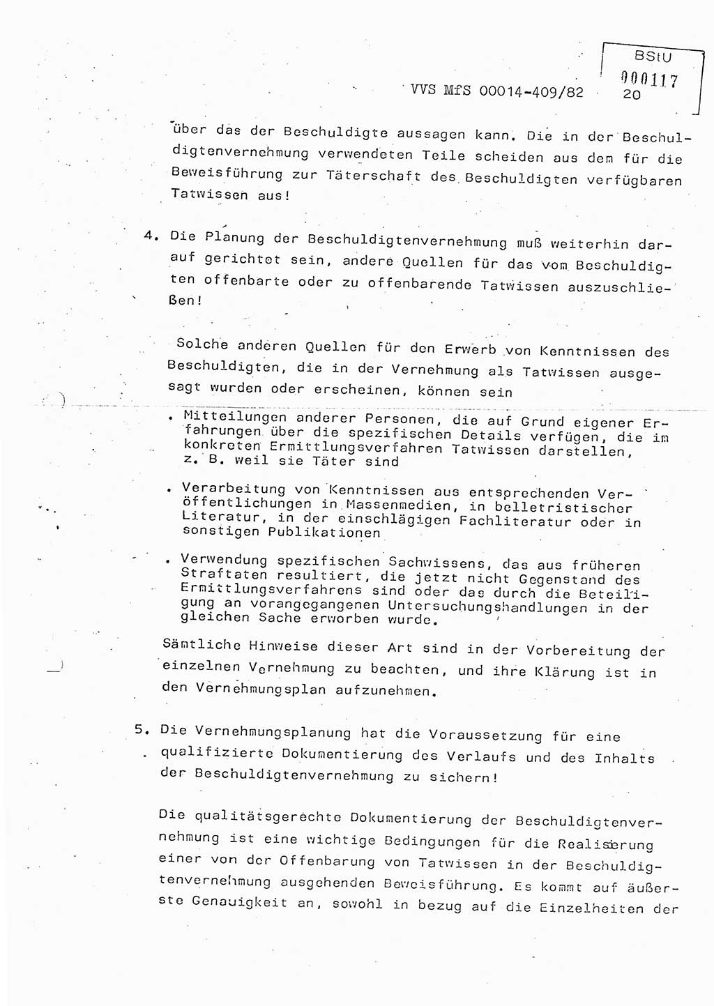 Lektion Ministerium für Staatssicherheit (MfS) [Deutsche Demokratische Republik (DDR)], Hauptabteilung (HA) Ⅸ, Vertrauliche Verschlußsache (VVS) o014-409/82, Berlin 1982, Seite 20 (Lekt. MfS DDR HA Ⅸ VVS o014-409/82 1982, S. 20)