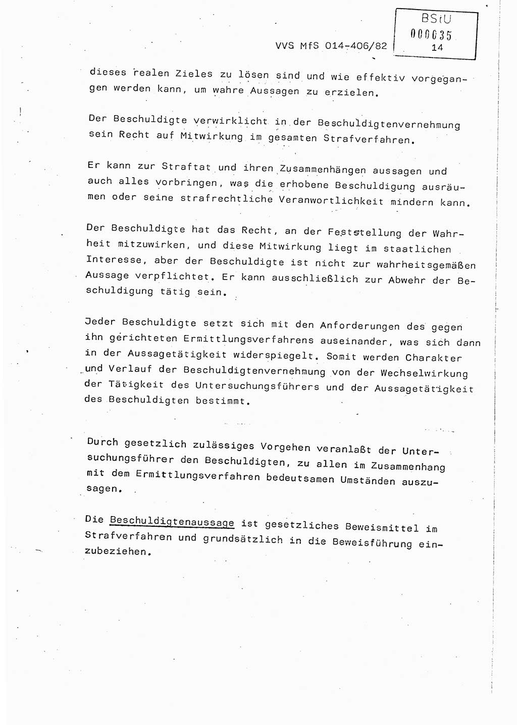 Lektion Ministerium für Staatssicherheit (MfS) [Deutsche Demokratische Republik (DDR)], Hauptabteilung (HA) Ⅸ, Vertrauliche Verschlußsache (VVS) o014-406/82, Berlin 1982, Seite 14 (Lekt. MfS DDR HA Ⅸ VVS o014-406/82 1982, S. 14)