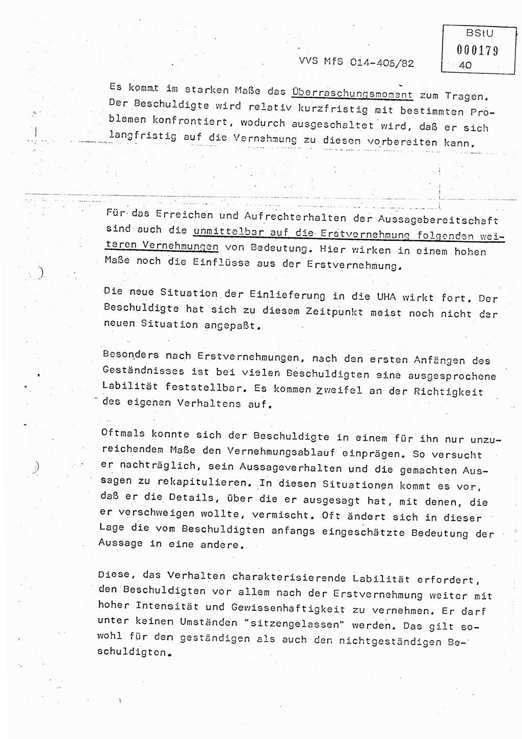 Lektion Ministerium für Staatssicherheit (MfS) [Deutsche Demokratische Republik (DDR)], Hauptabteilung (HA) Ⅸ, Vertrauliche Verschlußsache (VVS) o014-406/82, Berlin 1982, Seite 40 (Lekt. MfS DDR HA Ⅸ VVS o014-406/82 1982, S. 40)