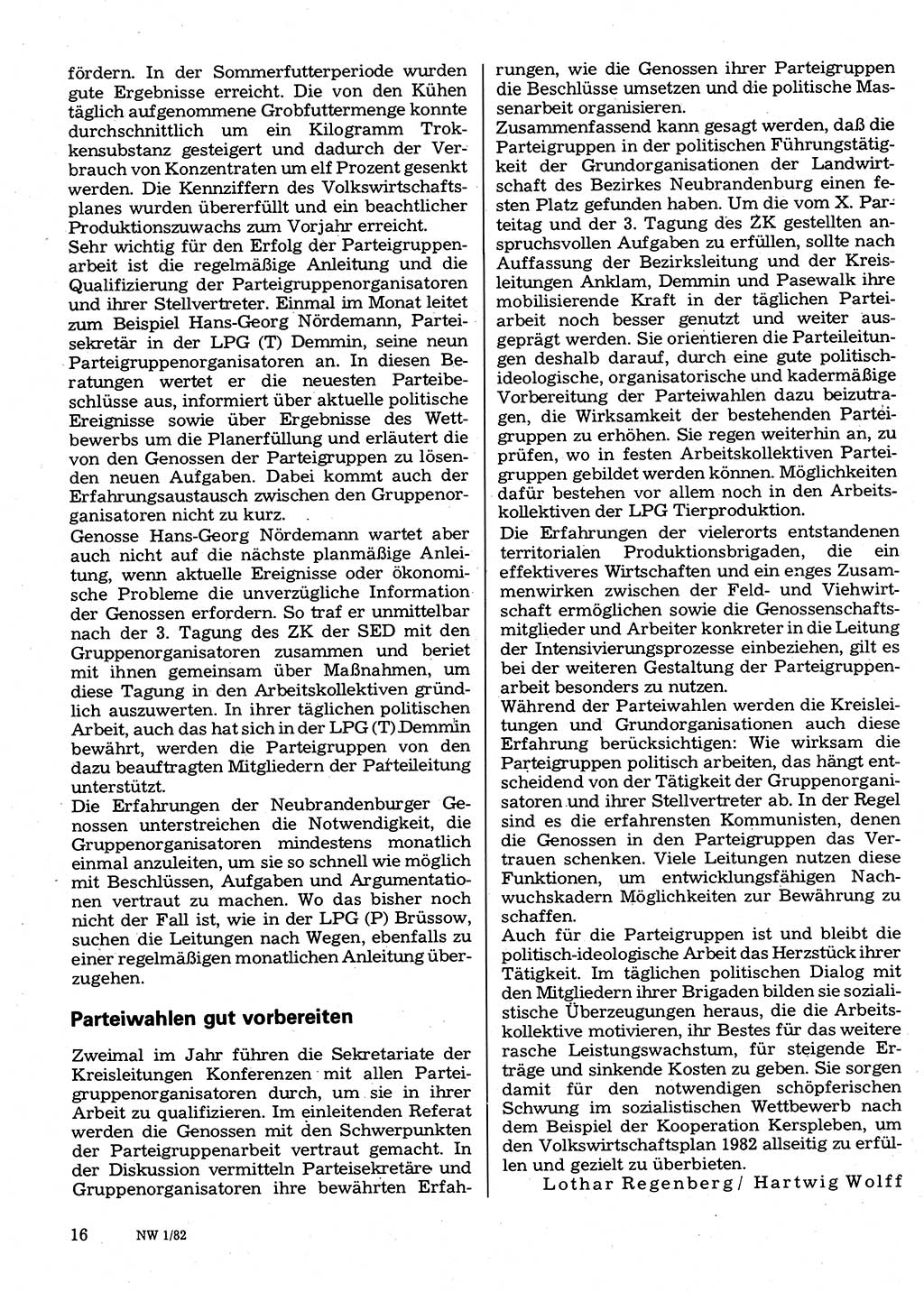 Neuer Weg (NW), Organ des Zentralkomitees (ZK) der SED (Sozialistische Einheitspartei Deutschlands) für Fragen des Parteilebens, 37. Jahrgang [Deutsche Demokratische Republik (DDR)] 1982, Seite 16 (NW ZK SED DDR 1982, S. 16)