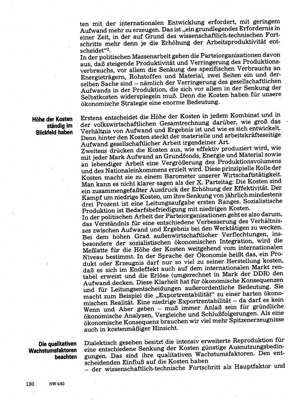 Neuer Weg (NW), Organ des Zentralkomitees (ZK) der SED (Sozialistische Einheitspartei Deutschlands) für Fragen des Parteilebens, 37. Jahrgang [Deutsche Demokratische Republik (DDR)] 1982, Seite 130 (NW ZK SED DDR 1982, S. 130)