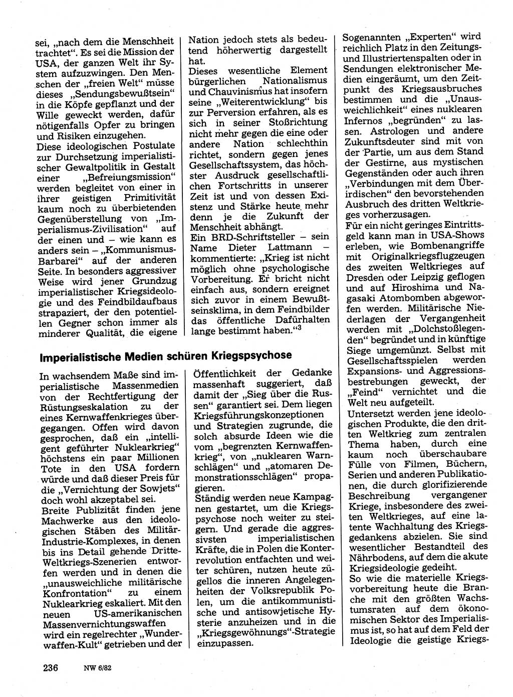 Neuer Weg (NW), Organ des Zentralkomitees (ZK) der SED (Sozialistische Einheitspartei Deutschlands) für Fragen des Parteilebens, 37. Jahrgang [Deutsche Demokratische Republik (DDR)] 1982, Seite 236 (NW ZK SED DDR 1982, S. 236)