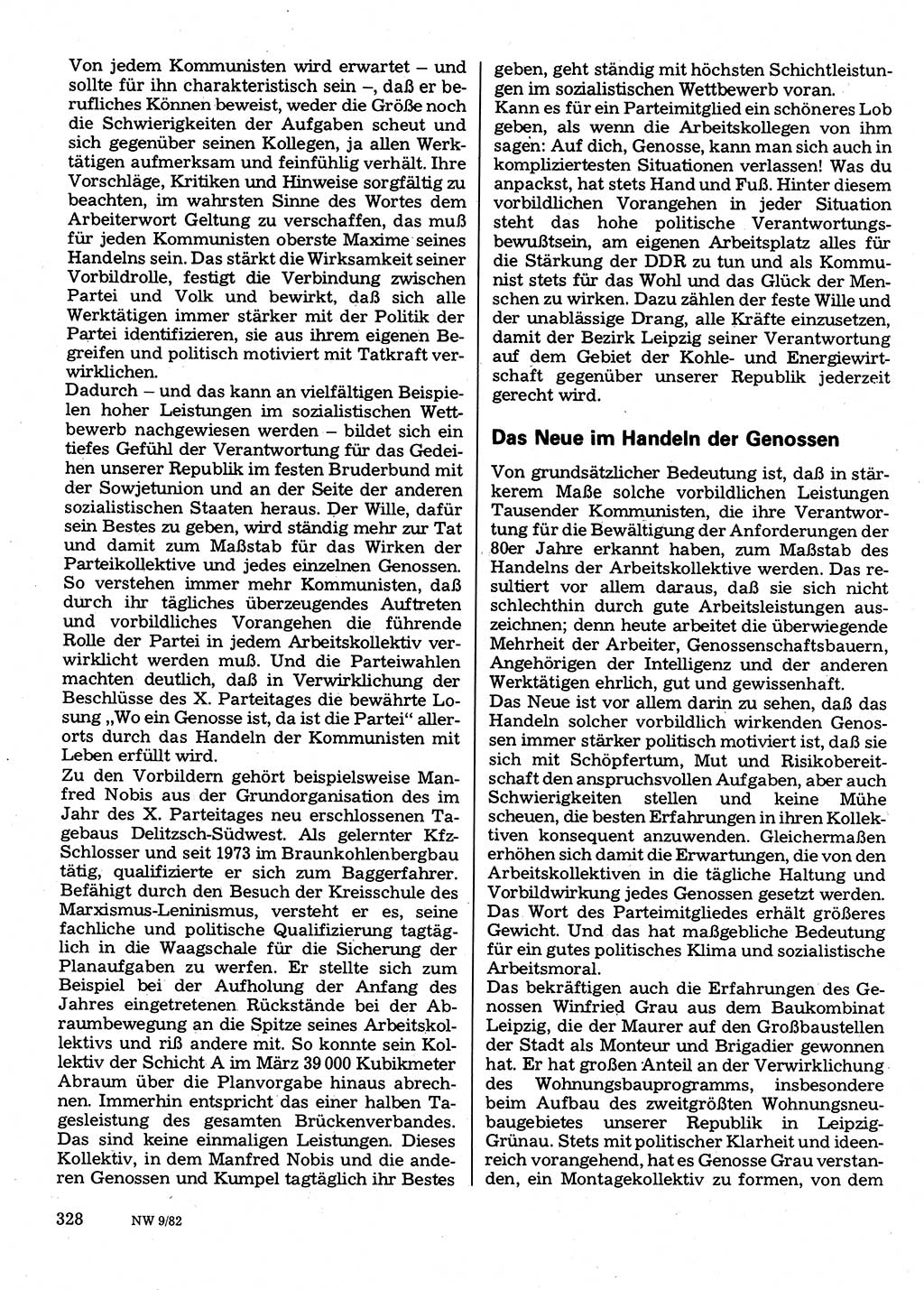 Neuer Weg (NW), Organ des Zentralkomitees (ZK) der SED (Sozialistische Einheitspartei Deutschlands) für Fragen des Parteilebens, 37. Jahrgang [Deutsche Demokratische Republik (DDR)] 1982, Seite 328 (NW ZK SED DDR 1982, S. 328)