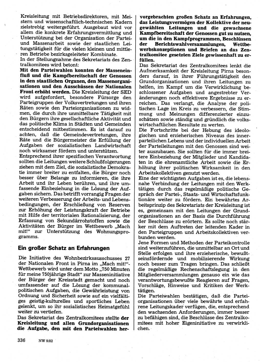 Neuer Weg (NW), Organ des Zentralkomitees (ZK) der SED (Sozialistische Einheitspartei Deutschlands) für Fragen des Parteilebens, 37. Jahrgang [Deutsche Demokratische Republik (DDR)] 1982, Seite 336 (NW ZK SED DDR 1982, S. 336)
