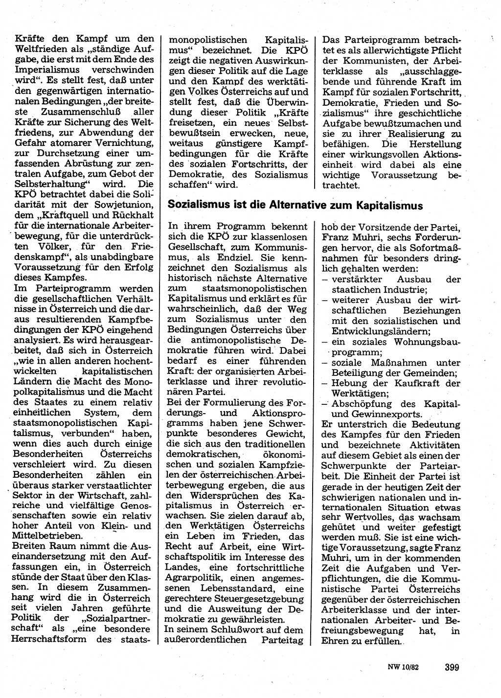 Neuer Weg (NW), Organ des Zentralkomitees (ZK) der SED (Sozialistische Einheitspartei Deutschlands) für Fragen des Parteilebens, 37. Jahrgang [Deutsche Demokratische Republik (DDR)] 1982, Seite 399 (NW ZK SED DDR 1982, S. 399)