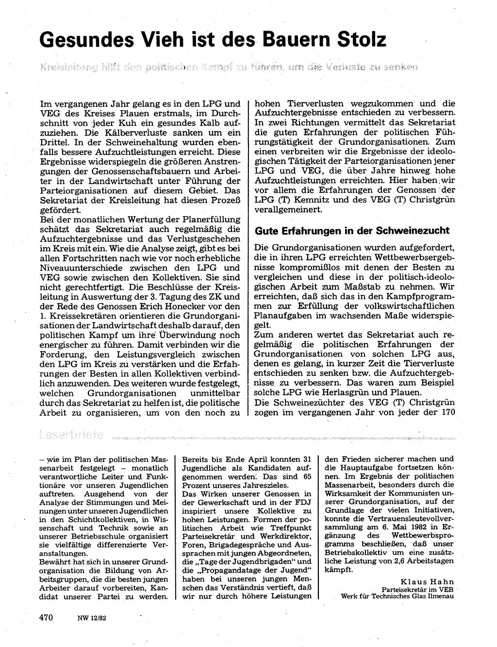 Neuer Weg (NW), Organ des Zentralkomitees (ZK) der SED (Sozialistische Einheitspartei Deutschlands) für Fragen des Parteilebens, 37. Jahrgang [Deutsche Demokratische Republik (DDR)] 1982, Seite 470 (NW ZK SED DDR 1982, S. 470)