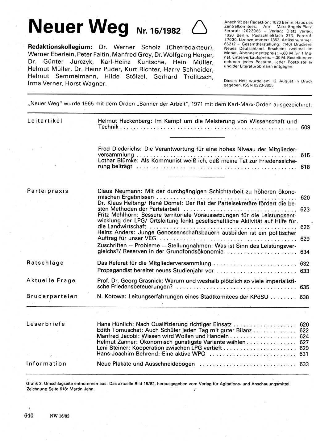 Neuer Weg (NW), Organ des Zentralkomitees (ZK) der SED (Sozialistische Einheitspartei Deutschlands) für Fragen des Parteilebens, 37. Jahrgang [Deutsche Demokratische Republik (DDR)] 1982, Seite 640 (NW ZK SED DDR 1982, S. 640)