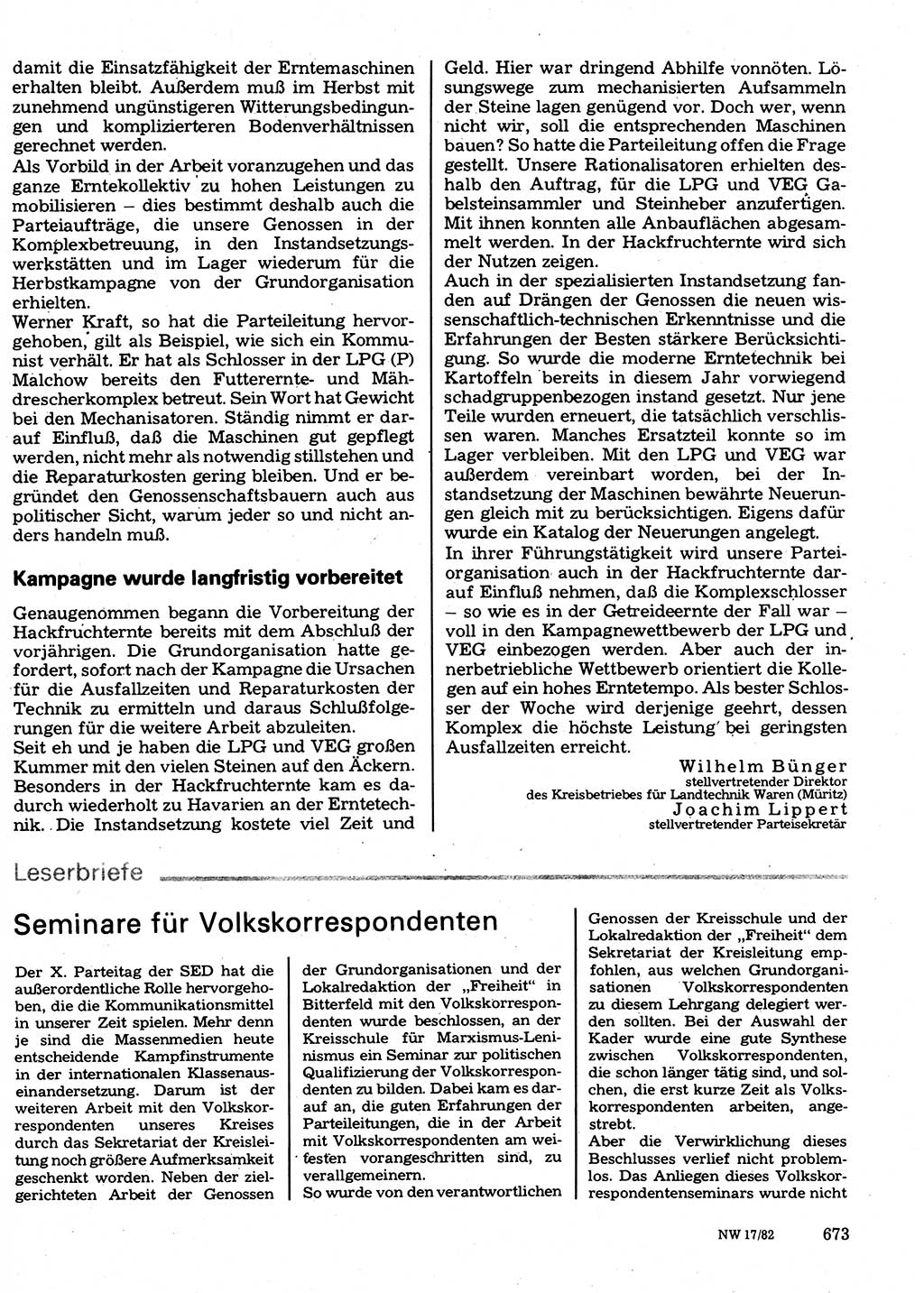 Neuer Weg (NW), Organ des Zentralkomitees (ZK) der SED (Sozialistische Einheitspartei Deutschlands) für Fragen des Parteilebens, 37. Jahrgang [Deutsche Demokratische Republik (DDR)] 1982, Seite 673 (NW ZK SED DDR 1982, S. 673)