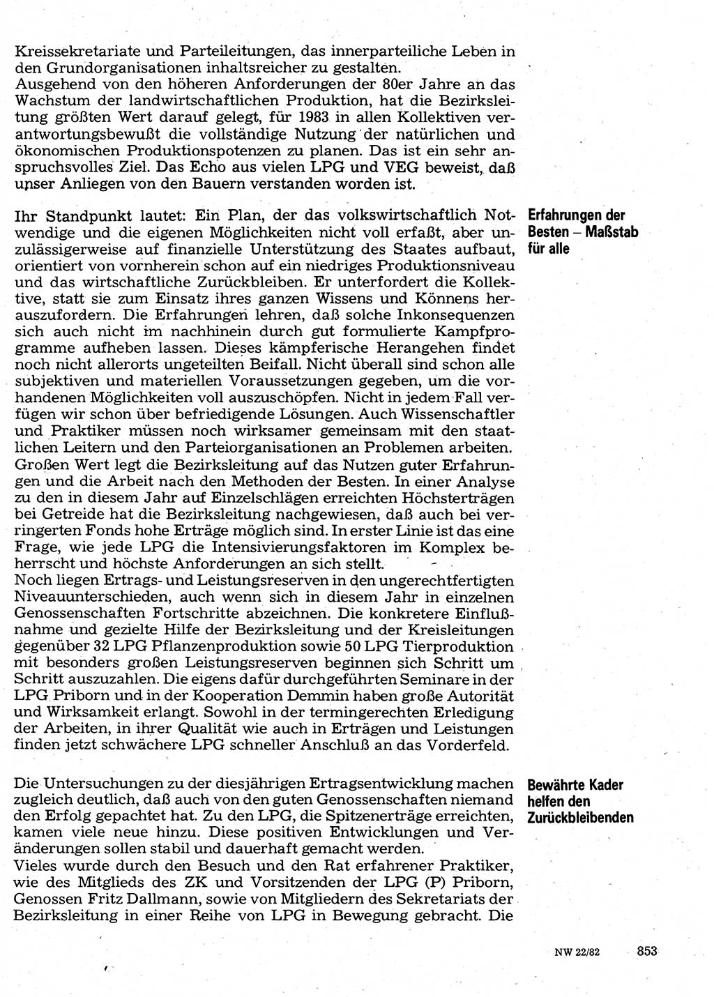 Neuer Weg (NW), Organ des Zentralkomitees (ZK) der SED (Sozialistische Einheitspartei Deutschlands) für Fragen des Parteilebens, 37. Jahrgang [Deutsche Demokratische Republik (DDR)] 1982, Seite 853 (NW ZK SED DDR 1982, S. 853)