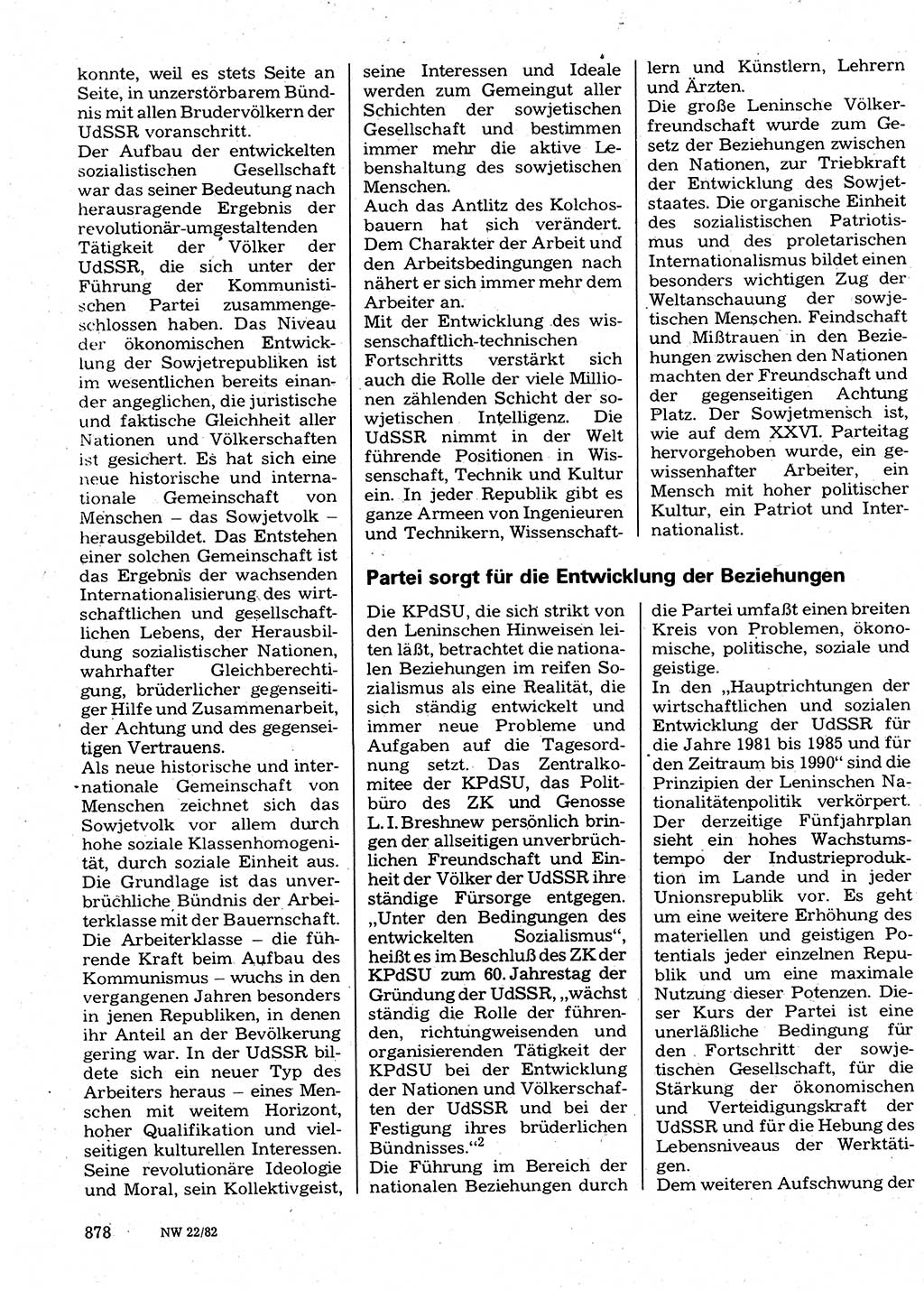 Neuer Weg (NW), Organ des Zentralkomitees (ZK) der SED (Sozialistische Einheitspartei Deutschlands) für Fragen des Parteilebens, 37. Jahrgang [Deutsche Demokratische Republik (DDR)] 1982, Seite 878 (NW ZK SED DDR 1982, S. 878)