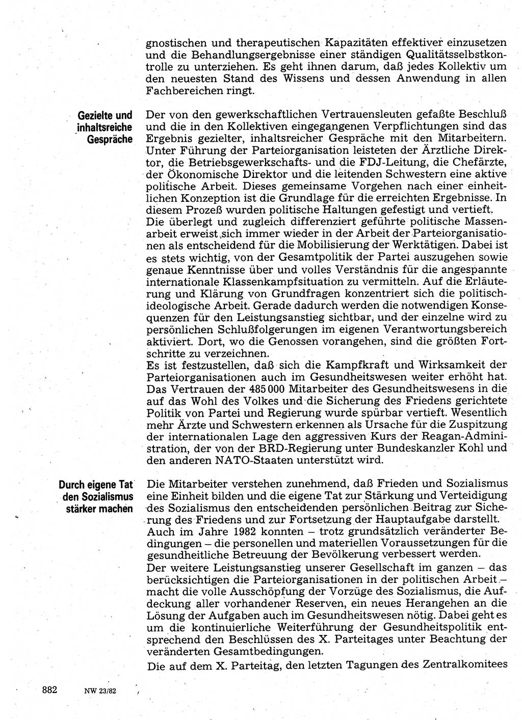 Neuer Weg (NW), Organ des Zentralkomitees (ZK) der SED (Sozialistische Einheitspartei Deutschlands) für Fragen des Parteilebens, 37. Jahrgang [Deutsche Demokratische Republik (DDR)] 1982, Seite 882 (NW ZK SED DDR 1982, S. 882)