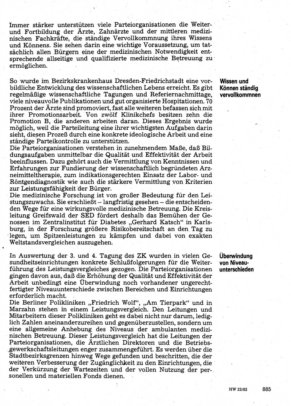 Neuer Weg (NW), Organ des Zentralkomitees (ZK) der SED (Sozialistische Einheitspartei Deutschlands) für Fragen des Parteilebens, 37. Jahrgang [Deutsche Demokratische Republik (DDR)] 1982, Seite 885 (NW ZK SED DDR 1982, S. 885)