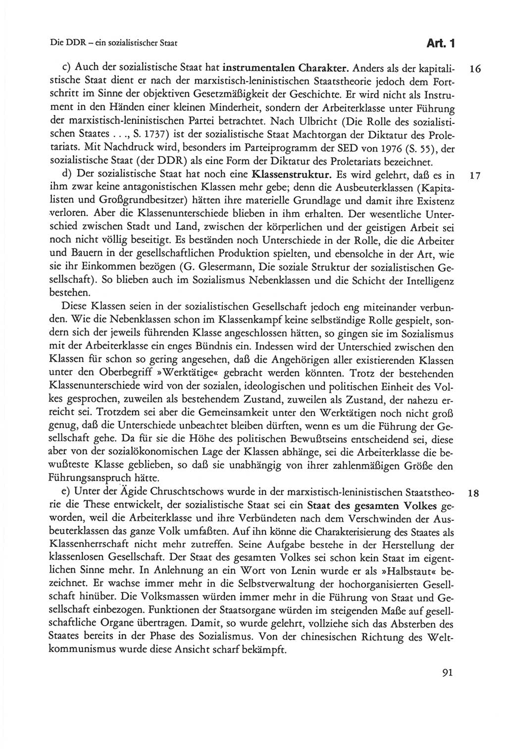 Die sozialistische Verfassung der Deutschen Demokratischen Republik (DDR), Kommentar 1982, Seite 91 (Soz. Verf. DDR Komm. 1982, S. 91)