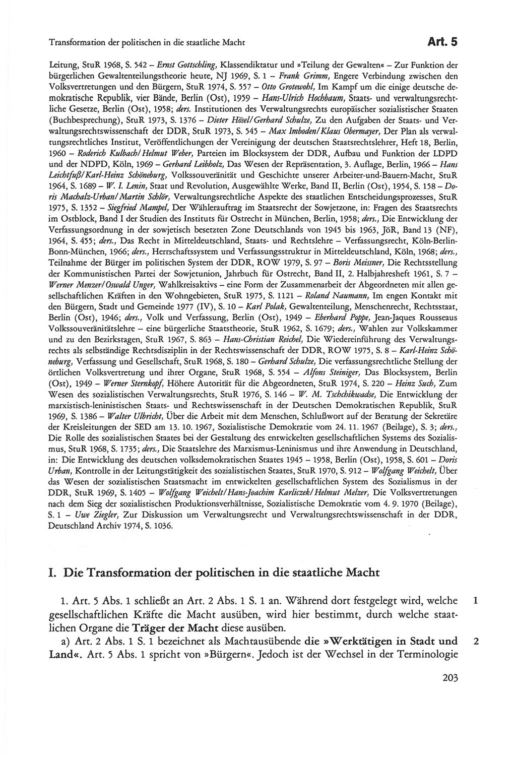 Die sozialistische Verfassung der Deutschen Demokratischen Republik (DDR), Kommentar 1982, Seite 203 (Soz. Verf. DDR Komm. 1982, S. 203)