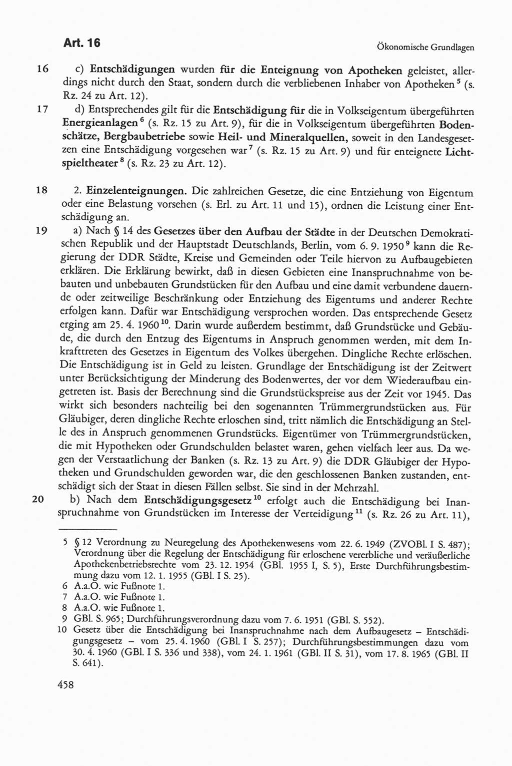 Die sozialistische Verfassung der Deutschen Demokratischen Republik (DDR), Kommentar 1982, Seite 458 (Soz. Verf. DDR Komm. 1982, S. 458)