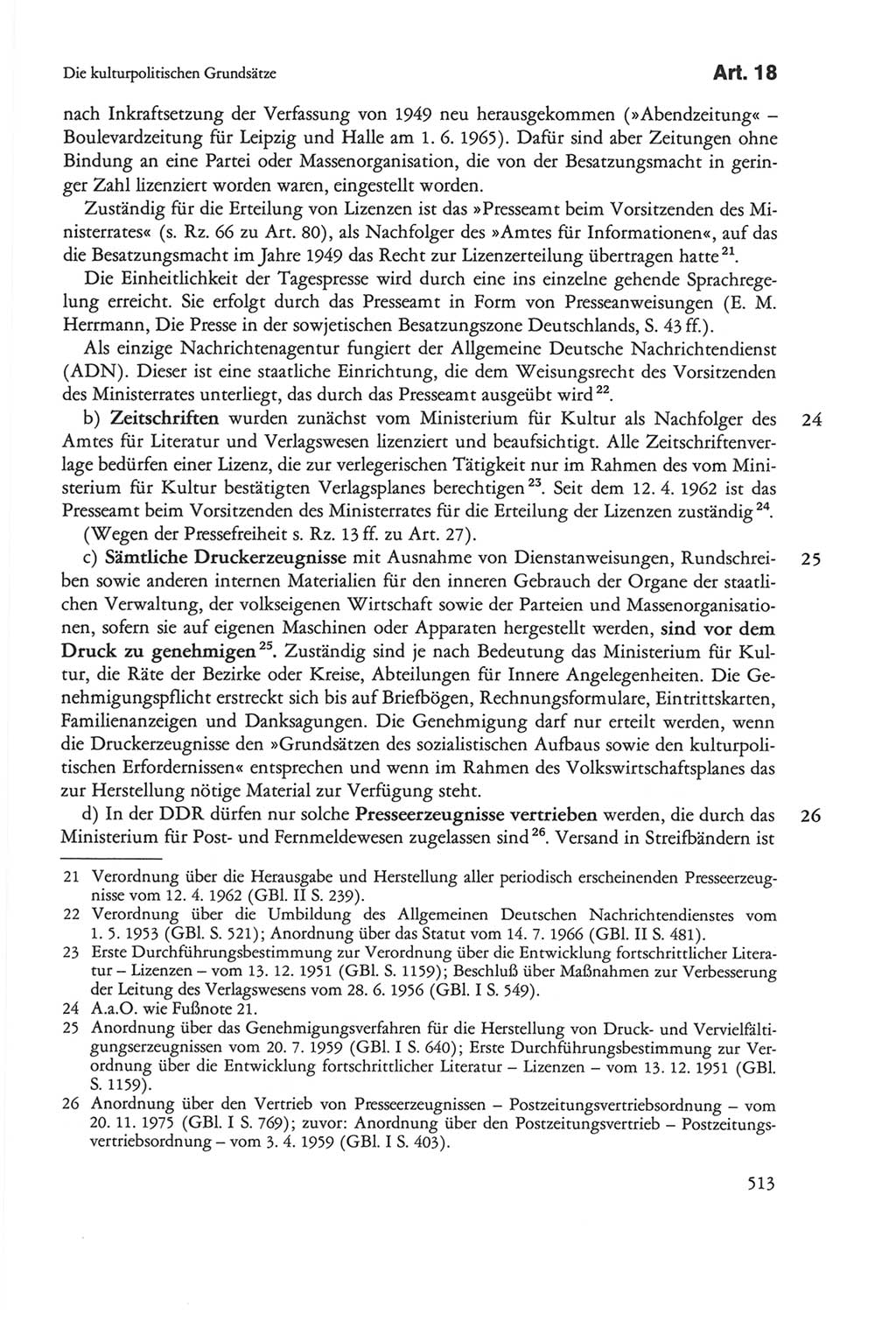 Die sozialistische Verfassung der Deutschen Demokratischen Republik (DDR), Kommentar 1982, Seite 513 (Soz. Verf. DDR Komm. 1982, S. 513)