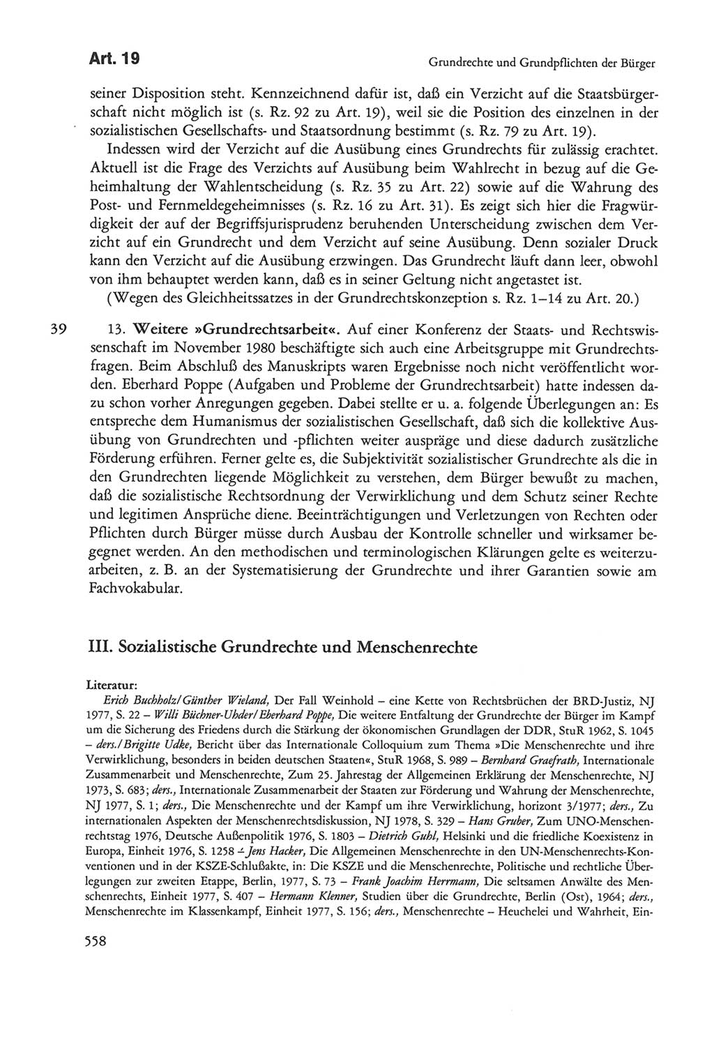 Die sozialistische Verfassung der Deutschen Demokratischen Republik (DDR), Kommentar 1982, Seite 558 (Soz. Verf. DDR Komm. 1982, S. 558)