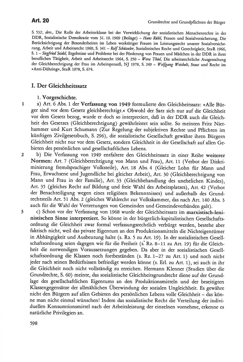 Die sozialistische Verfassung der Deutschen Demokratischen Republik (DDR), Kommentar 1982, Seite 598 (Soz. Verf. DDR Komm. 1982, S. 598)