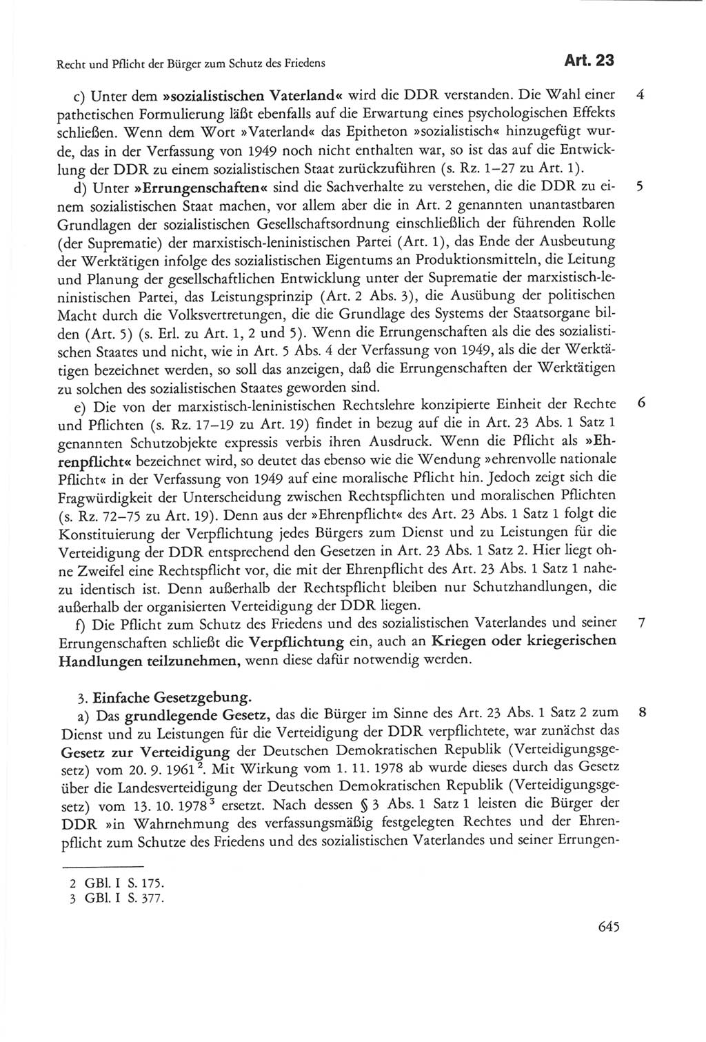 Die sozialistische Verfassung der Deutschen Demokratischen Republik (DDR), Kommentar 1982, Seite 645 (Soz. Verf. DDR Komm. 1982, S. 645)