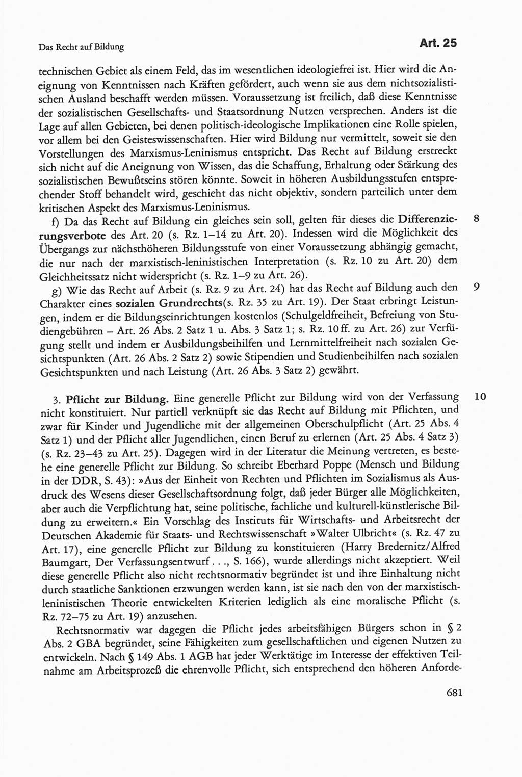 Die sozialistische Verfassung der Deutschen Demokratischen Republik (DDR), Kommentar 1982, Seite 681 (Soz. Verf. DDR Komm. 1982, S. 681)