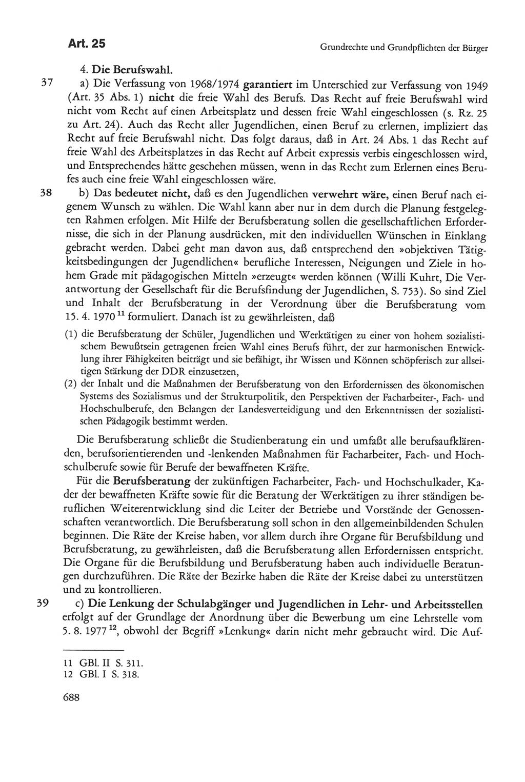 Die sozialistische Verfassung der Deutschen Demokratischen Republik (DDR), Kommentar 1982, Seite 688 (Soz. Verf. DDR Komm. 1982, S. 688)