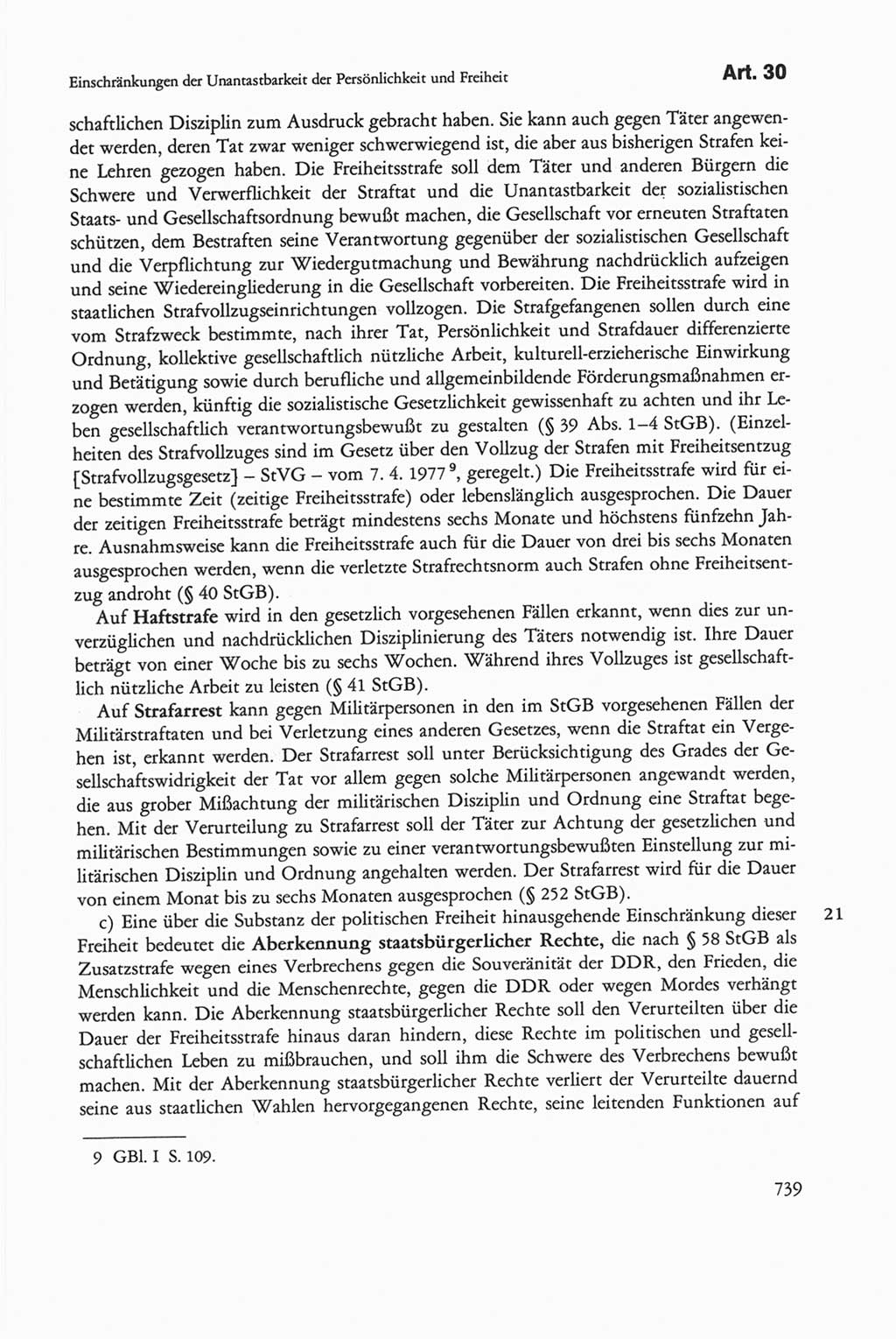 Die sozialistische Verfassung der Deutschen Demokratischen Republik (DDR), Kommentar 1982, Seite 739 (Soz. Verf. DDR Komm. 1982, S. 739)