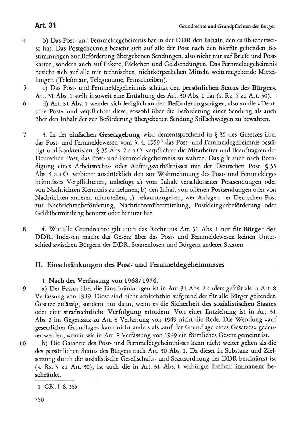 Die sozialistische Verfassung der Deutschen Demokratischen Republik (DDR), Kommentar 1982, Seite 750 (Soz. Verf. DDR Komm. 1982, S. 750)