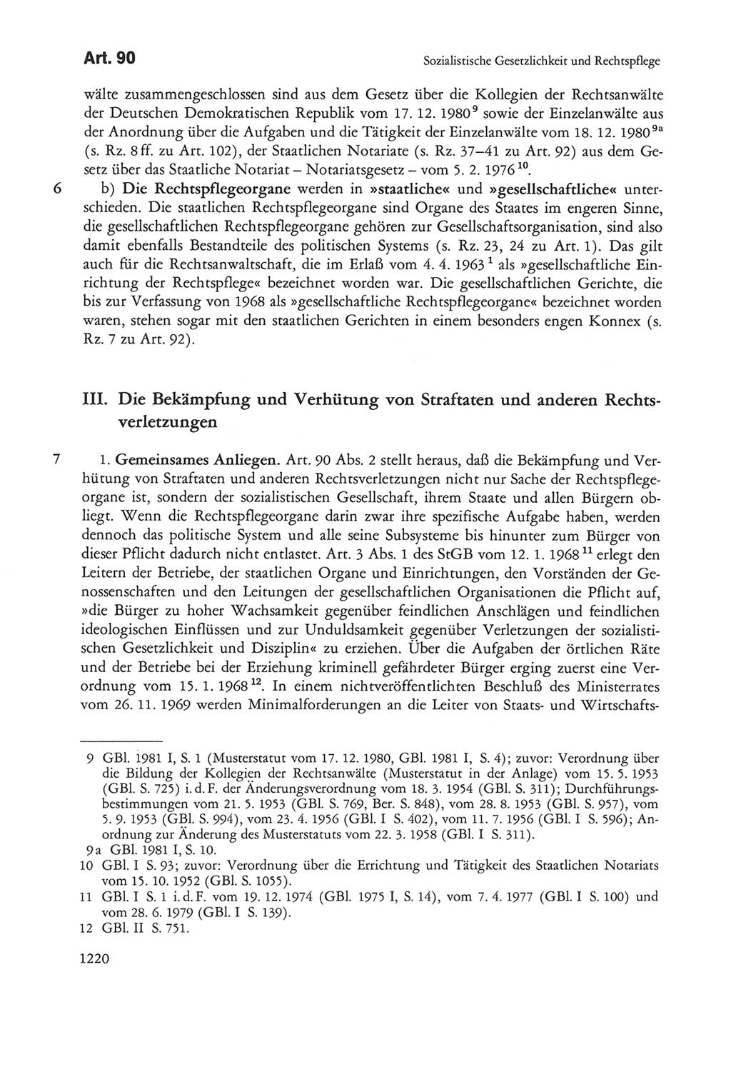 Die sozialistische Verfassung der Deutschen Demokratischen Republik (DDR), Kommentar 1982, Seite 1220 (Soz. Verf. DDR Komm. 1982, S. 1220)