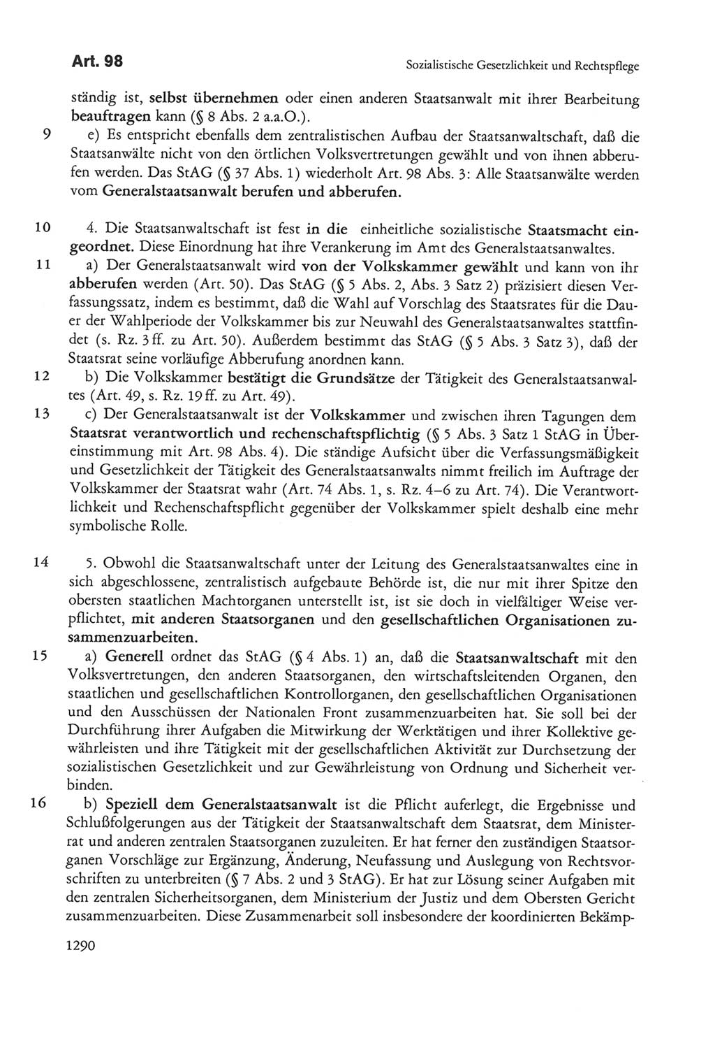 Die sozialistische Verfassung der Deutschen Demokratischen Republik (DDR), Kommentar 1982, Seite 1290 (Soz. Verf. DDR Komm. 1982, S. 1290)