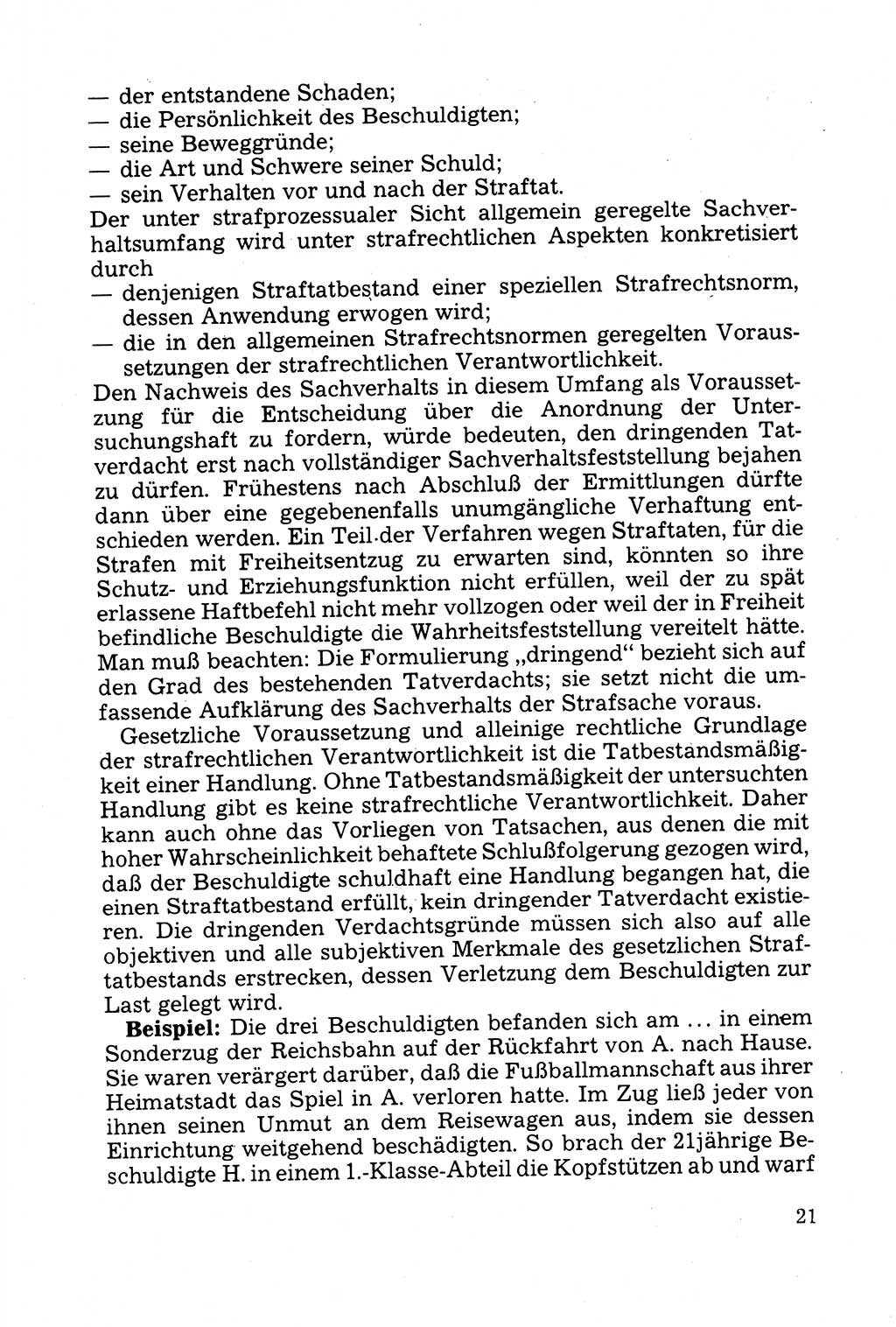 Strafprozessuale und taktisch-methodische Grundfragen der Freiheitsentziehung im Ermittlungsverfahren [Deutsche Demokratische Republik (DDR)] 1982, Seite 21 (Strafproz. Grundfr. EV DDR 1982, S. 21)