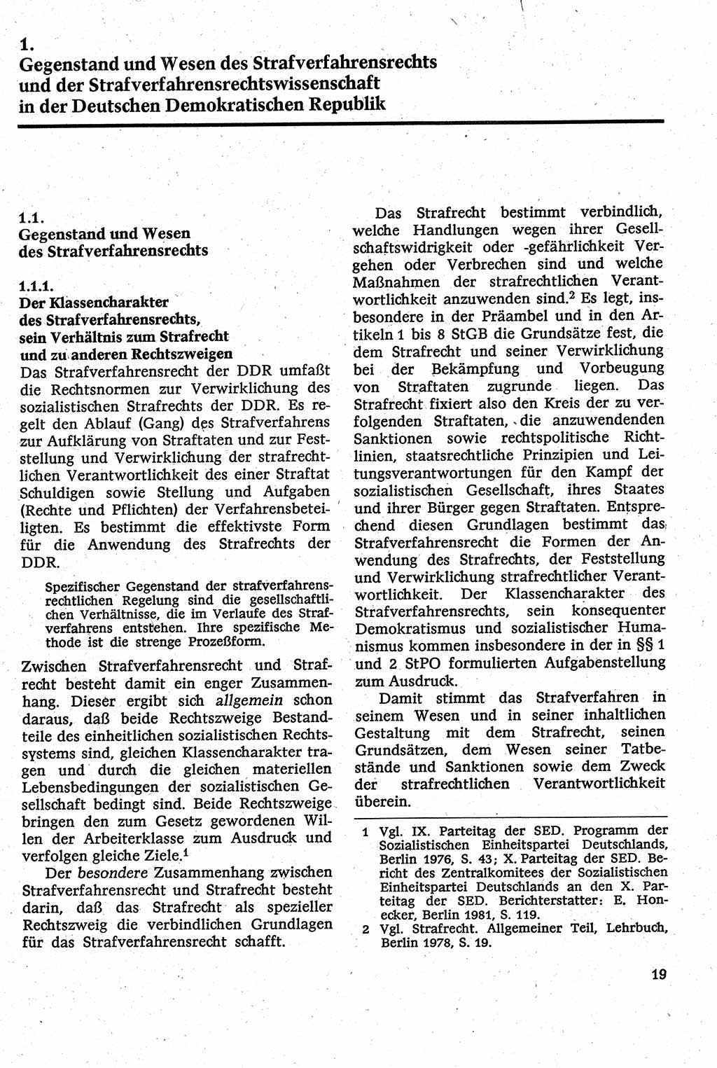 Strafverfahrensrecht [Deutsche Demokratische Republik (DDR)], Lehrbuch 1982, Seite 19 (Strafverf.-R. DDR Lb. 1982, S. 19)